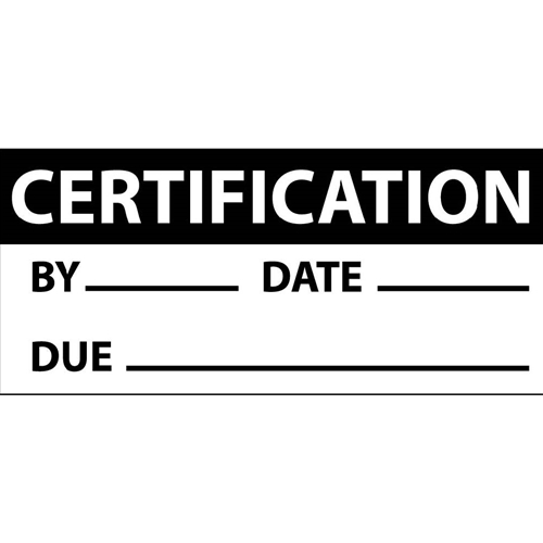 Certification Date & Due Date Label (INL5)