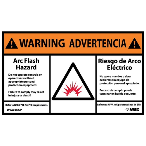 Click here to view larger image Warning Arc Flash Hazard Label (WGA34AP)