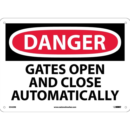 Click here to view larger image Danger Gates Open And Close Automatically Sign (D542RB)