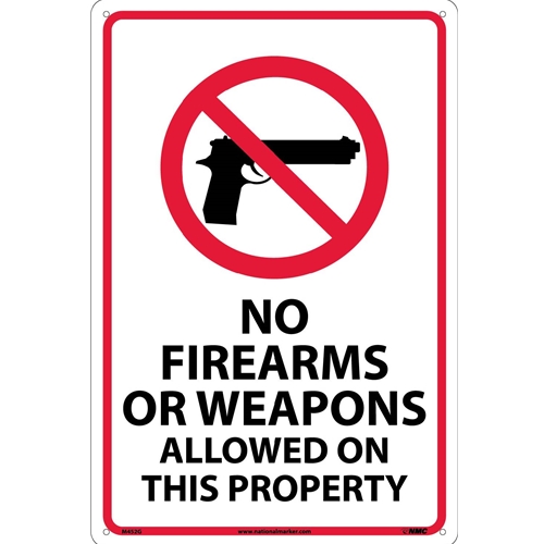Click here to view larger image No Firearms Or Weapons Allowed On This Property Sign (M452G)