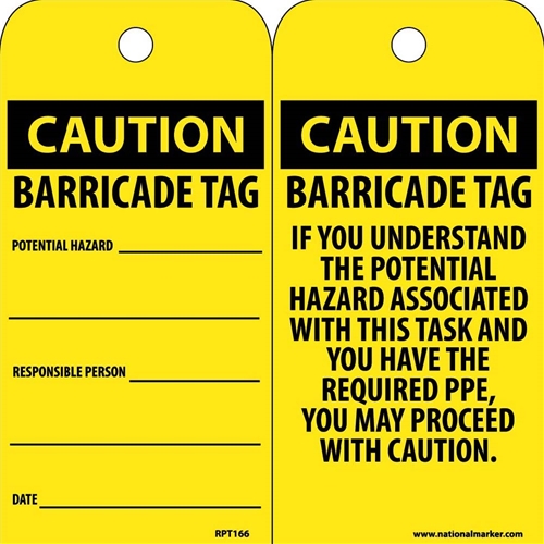 Caution Barricade Tag Potential Hazard Tag (RPT166)