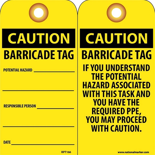 Caution Barricade Tag Potential Hazard Tag (RPT166G)