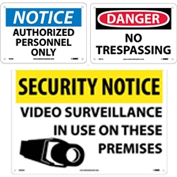 Admittance and Security Signs