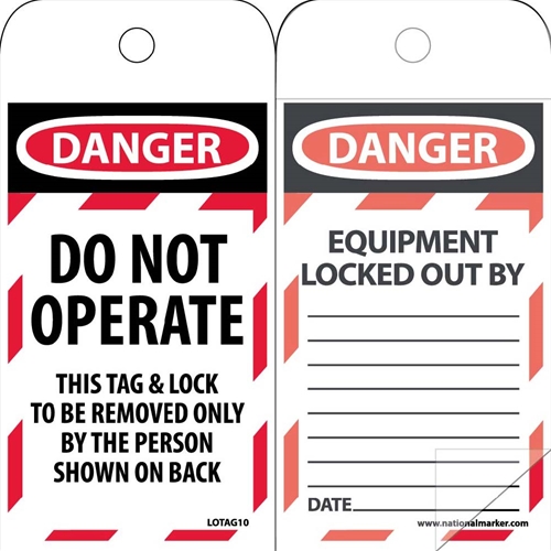 Danger Do Not Operate Tag (LOTAG10SL150)