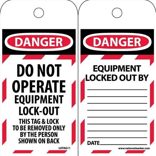 Danger Do Not Operate Equipment Tag (LOTAG11ST100)