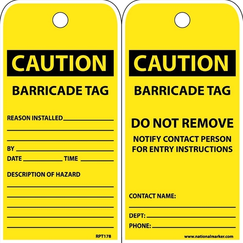 Caution Barricade Tag (RPT178ST100)