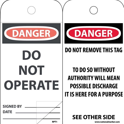 Danger Do Not Operate Tag (RPT1SL150)