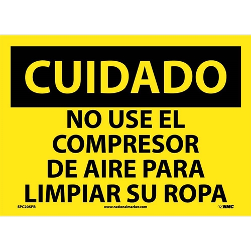 Caution Do Not Use Compressed Air Sign - Spanish (SPC205PB)