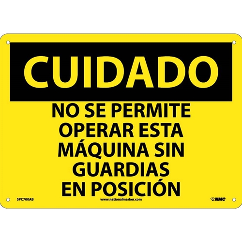 Caution Chock Wheels Sign - Spanish (SPC700AB)