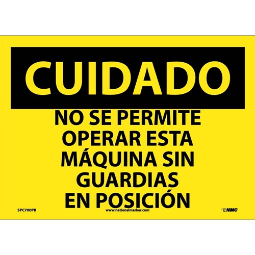 Caution Chock Wheels Sign - Spanish (SPC700PB)