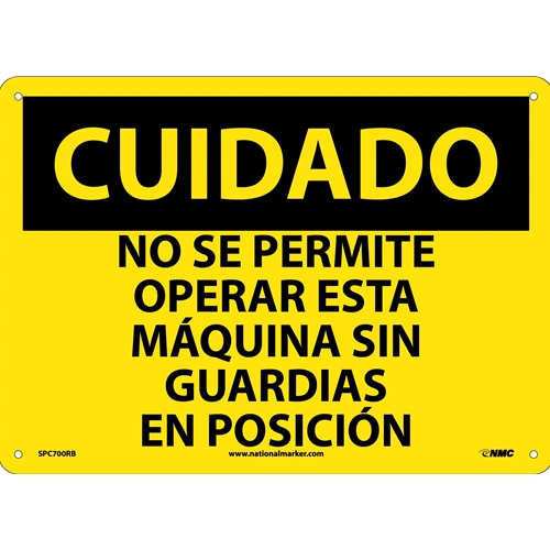 Caution Chock Wheels Sign - Spanish (SPC700RB)