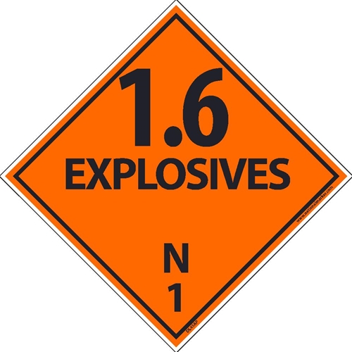 1.6 Explosives N1 Dot Placard Label (DL45ALV)