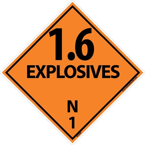 1.6 Explosives N1 Dot Placard Label (DL45AP)