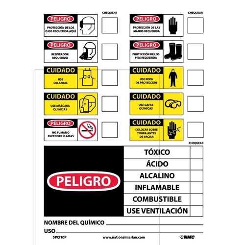 Chemical Id Label Spanish (SPCI10P)