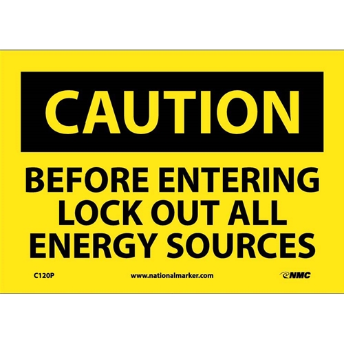 Caution Lock Out All Sources Sign (C120P)