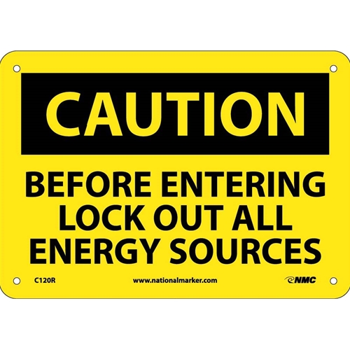 Caution Lock Out All Sources Sign (C120R)