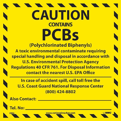 Caution Contains Pcb'S Hazmat Label (HW4ALV)