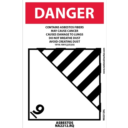 Danger Asbestos Label (NA2212AL)