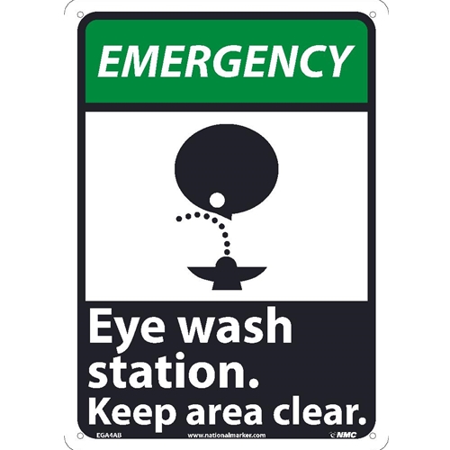 Emergency Eye Wash Station Keep Area Clear Sign (EGA4AB)