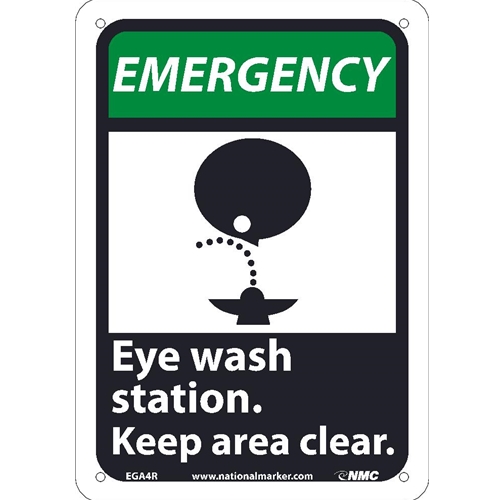 Emergency Eye Wash Station Keep Area Clear Sign (EGA4R)