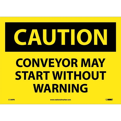 Caution Conveyor May Start Warning Sign (C130PB)