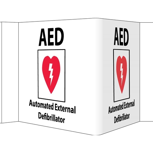 3-View Aed Automated External Defibrillator Sign (VS27W)