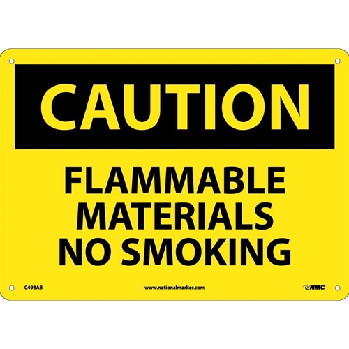 Caution Flammable Materials No Smoking Sign (C493AB)