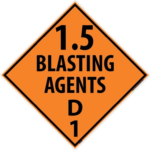 1.5 Blasting Agents D1 Dot Placard Sign (DL35P)