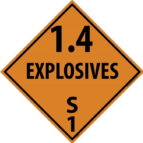 1.4 Explosives S 1 Dot Placard Sign (DL94R)