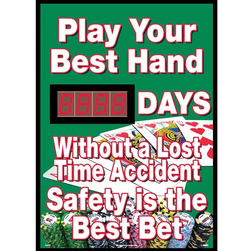 Play Your Hand Days Without A Lost Time Accident Scoreboard (DSB53)