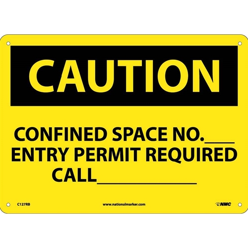 Caution Confined Space Permit Information Sign (C127RB)