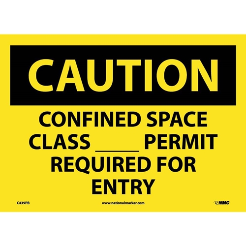 Caution Confined Space Permit Required Sign (C439PB)