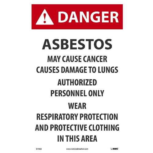 Danger Asbestos Hazard Paper Sign (D1950)