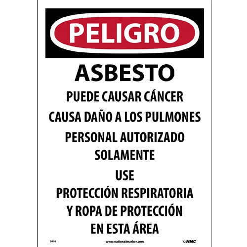 Asbestos Dust Hazard Spanish Paper Hazard Sign (D495)