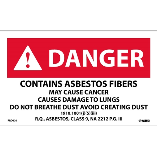 Danger Contains Asbestos Fibers Warning Label (PRD620)
