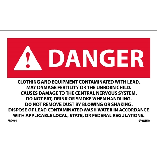 Danger Contaminated With Lead Warning Label (PRD750)