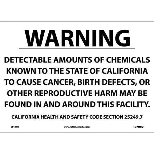 Warning Detectable Amounts Of California  Proposition 66 (CP11PB)