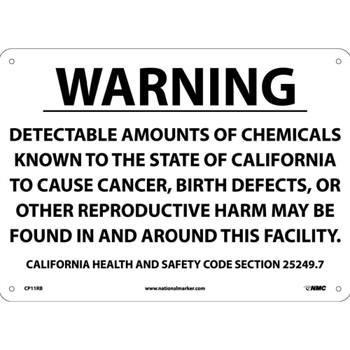 Warning Detectable Amounts Of California  Proposition 66 (CP11RB)