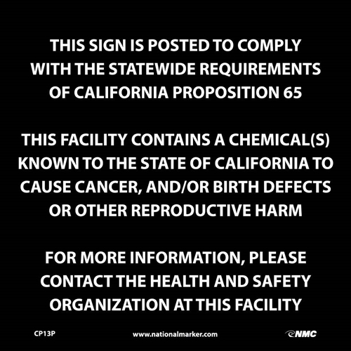 This Facility Contains A Chemical California  Proposition 67 (CP13P)