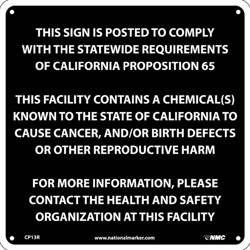This Facility Contains A Chemical California  Proposition 67 (CP13R)