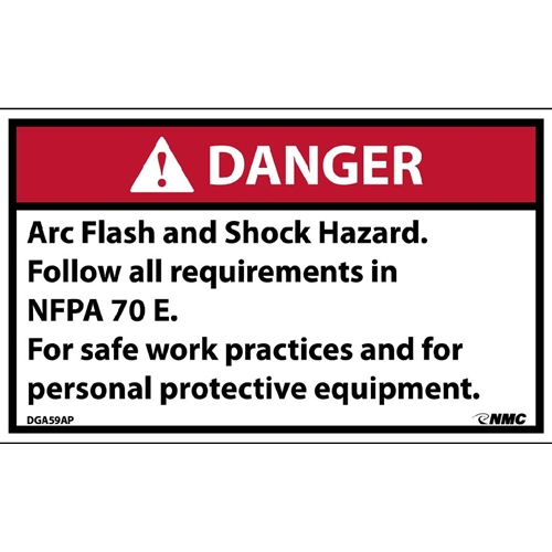 Danger Arc Flash And Shock Hazard Label (DGA59AP)
