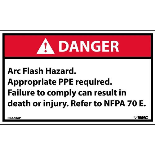 Danger Arc Flash And Shock Hazard Label (DGA60AP)