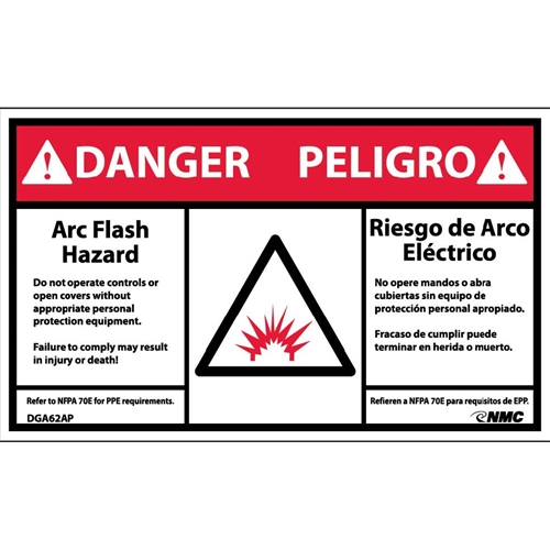Danger Arc Flash And Shock Hazard Label (DGA62AP)