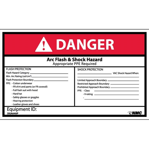 Danger Arc Flash And Shock Hazard Label (DGA64AP)