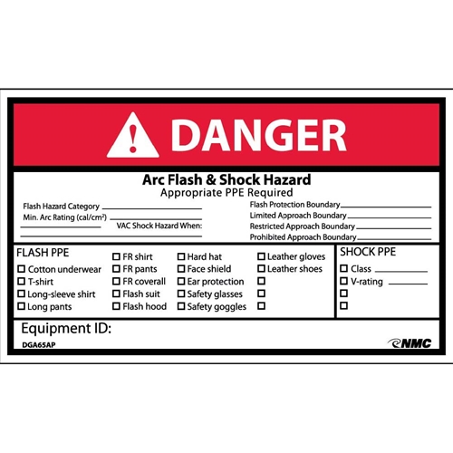 Danger Arc Flash And Shock Hazard Label (DGA65AP)