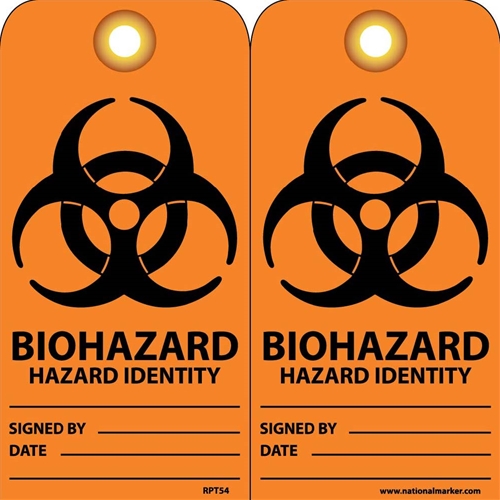 Biohazard Hazard Identity Signed By___ Date___ Tag (RPT54G)